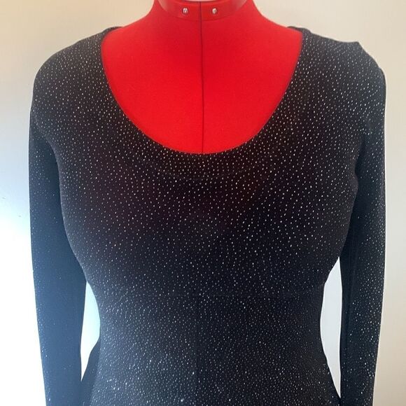 Rabbit Rabbit Designs Black Slinky Sparkly Maxi Dress Size 6 Prom Metallic - Picture 3 of 12